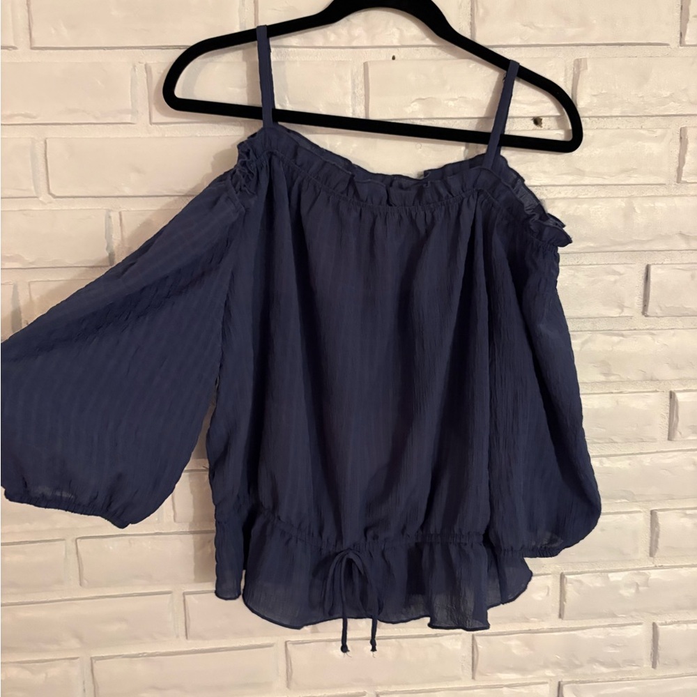 BCX Navy Blue Off-Shoulder Blouse